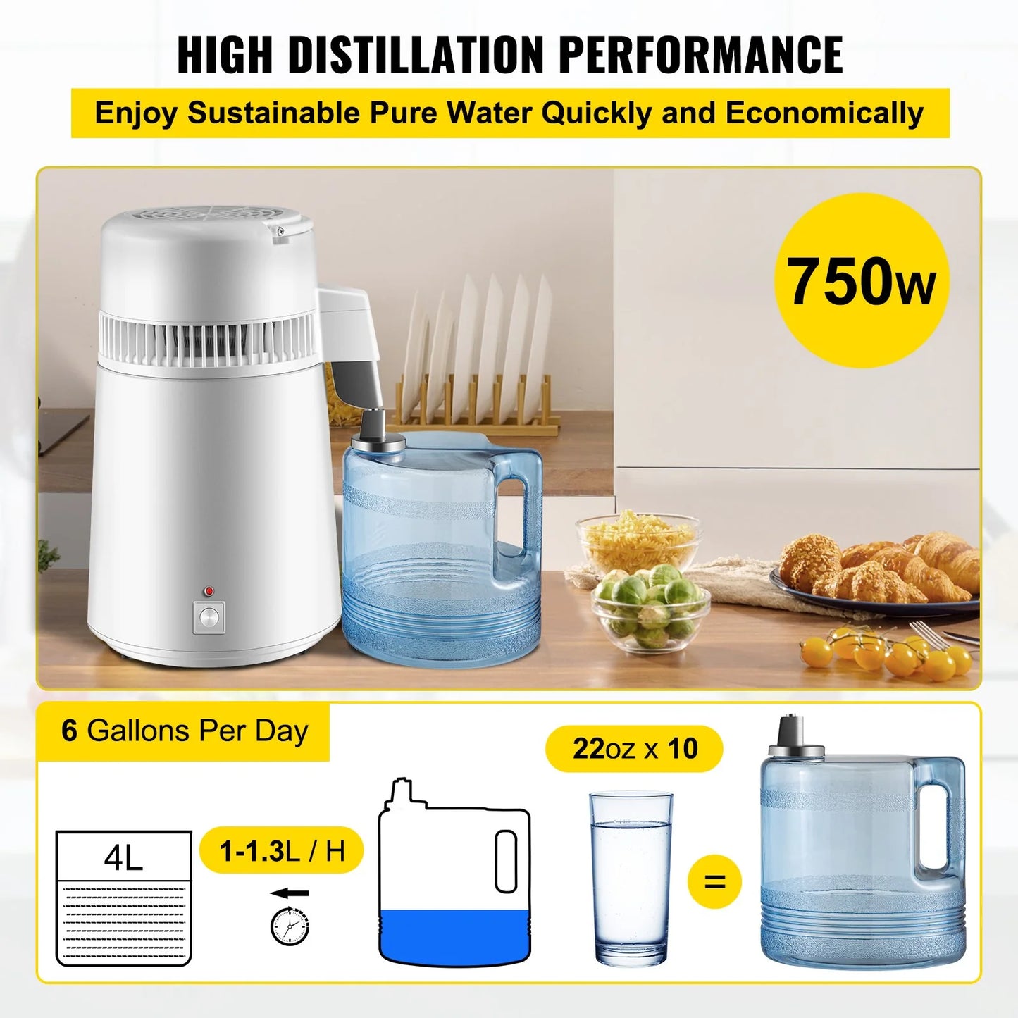 Newest 4L Dental Medical Pure Water Distiller All Stainless Steel Internal